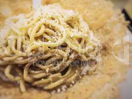traditional Italian cheese and pepper tonnarelli pasta