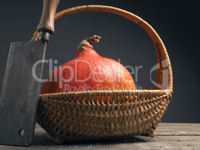 Organic hokkaido pumpkin in a basket