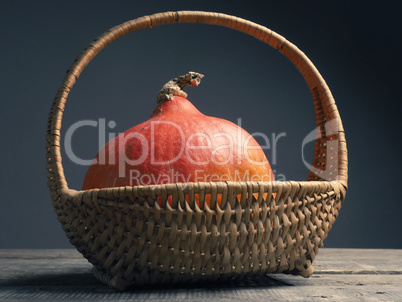 Organic hokkaido pumpkin in a basket