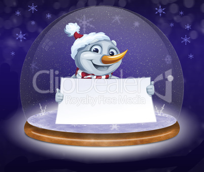 Christmas greeting card with the image of a snowman.