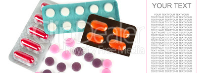 Pharmaceutical medicine pills, tablets and capsules isolated on