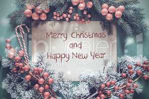 Christmas Garland, Fir Tree Branch, Merry Christmas And Happy New Year