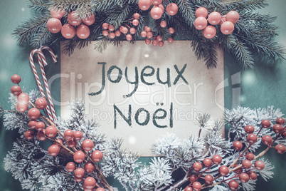 Christmas Garland, Fir Tree Branch, Joyeux Noel Means Merry Christmas