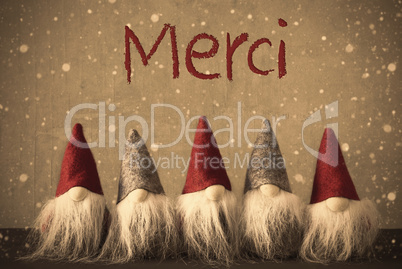 Christmas Gnomes, Snowflakes, Merci Means Thank You