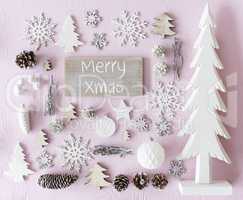 Christmas Decoration, Flat Lay, Text Merry Xmas