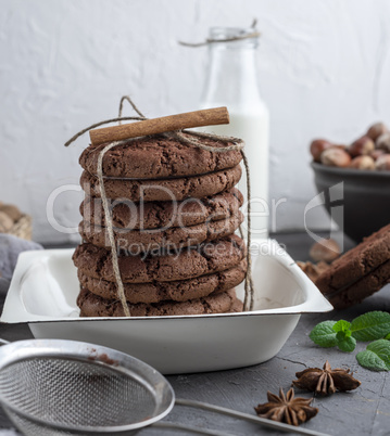 chocolate chip cookies in a round white bowl