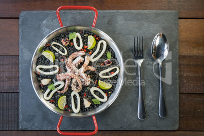 black rissoto with squid and ink sauce