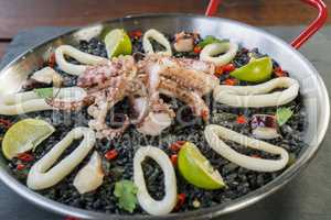 black rissoto with squid and ink sauce