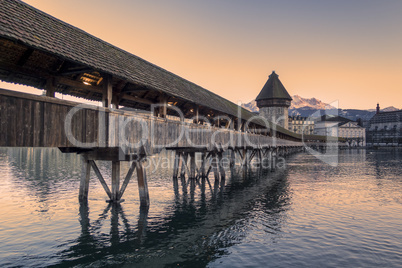 Lucerne. Image of Lucerne, Switzerland during twilight blue hour