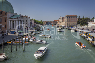 Grand Canal and city skyline , Venice , Italy