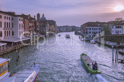 Grand Canal and city skyline , Venice , Italy