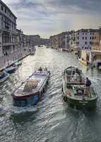 Grand Canal and city skyline , Venice , Italy