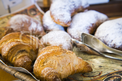 A close up of breakfast croissant
