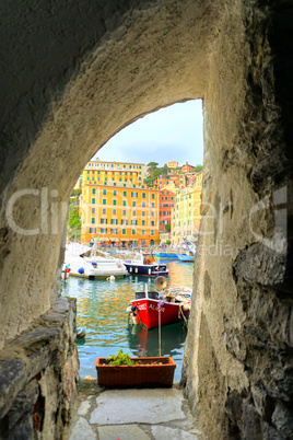 glimpse of a seaside village