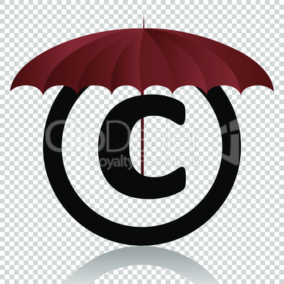 Copyright symbol protection isolated on transparent background. Black symbol for your design. Vector illustration, easy to edit.
