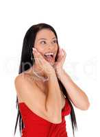 Happy laughing woman with mouth open