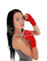 Woman ready for kick boxing
