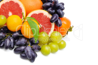 Set of fruits isolated on white background. Free space for text.