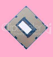 central Processor unit isolated on pink background at dry sunny