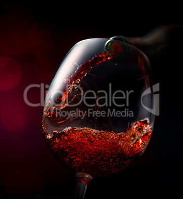 Wine on a red background