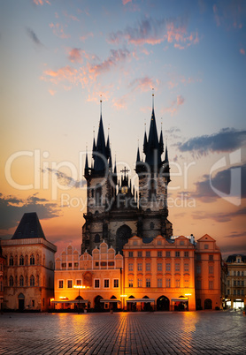 Tynsky temple at dawn