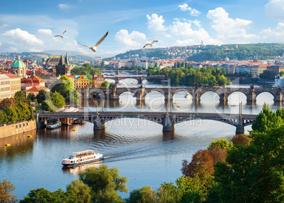 Row of bridges in Prague
