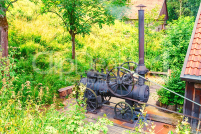 Old steam engine traction engine