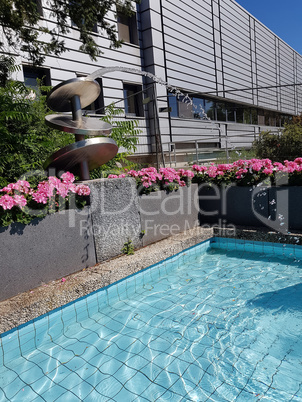 View of a nice modern villa with pool