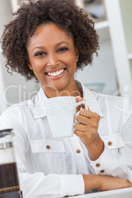 Mixed Race African American Girl Drinking Coffee