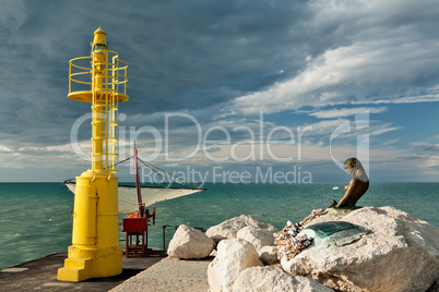 The pier in Senigallia at sunset.