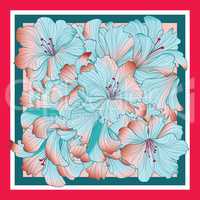 Floral pattern decor for silk tiussiue. Flower background