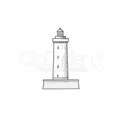 Lighthouse icon. Hand drawn sketch symbol of lighthouse tower. L