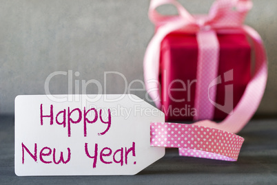Pink Gift, Label, Text Happy New Year