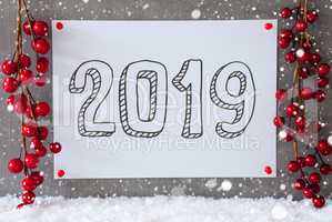 Label, Snowflakes, Red Christmas Decoration, Text 2019, Snow
