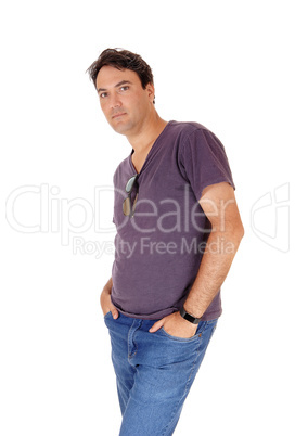 Handsome tall young man standing hands in pocket