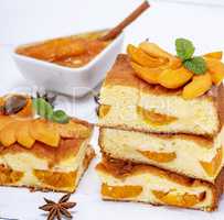 baked apricot biscuit cake, square pieces