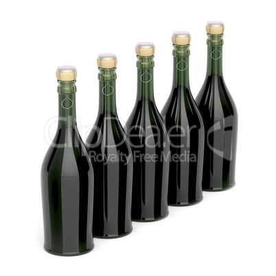 Row with champagne bottles