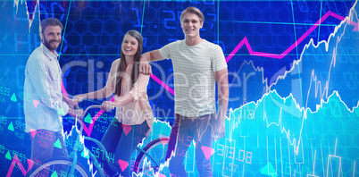 Composite image of buisness people with bicycle against white background