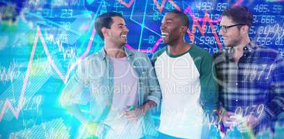 Composite image of happy businessmen against white bakcgoround