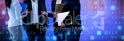 Composite image of colleagues planning against white background