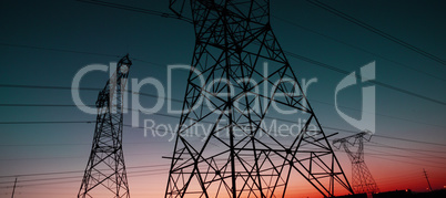 The evening electricity pylon silhouette