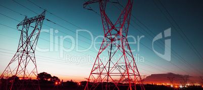 The evening electricity pylon silhouette