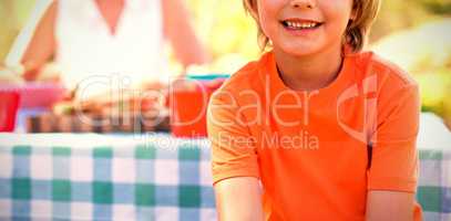 Boy smiling at camera in park