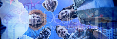Composite image of low angle portrait of happy business people