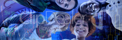Composite image of low angle portrait of smiling business people standing