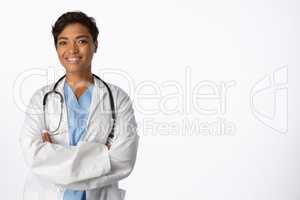 Smiling confident female doctor with crossed arms