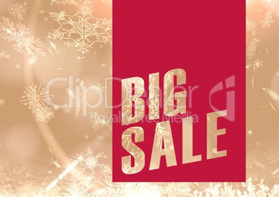 Winter Sale Golden background and red textblock in front