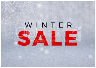 Winter Sale Text on grey background with snowflakes