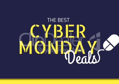 Cyber Monday Sale in blue and yellow with mouse