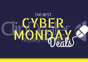 Cyber Monday Sale in blue and yellow with mouse